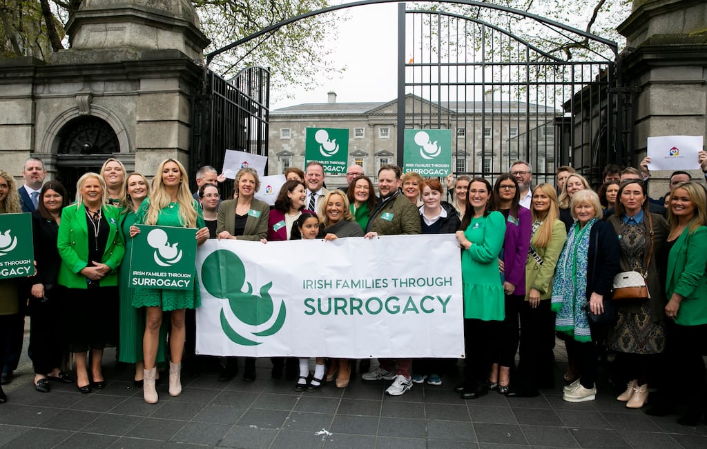 The Irish Families Through Surrogacy group attend a rally at Leinster House Dublin last year. Photograph: Gareth Chaney/Collins Photos