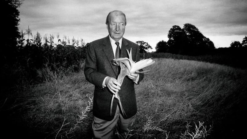 Charles Haughey in a maize field on his estate in Abbeville in 1992. Photograph: Eamonn Farrell/RollingNews.ie