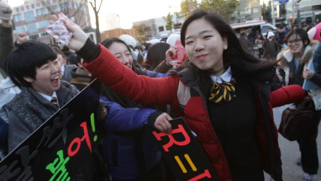 South Korean students: About 2,500 students from Korea go to Ireland to study every year.  Photograph: Chung Sung-Jun/Getty Images