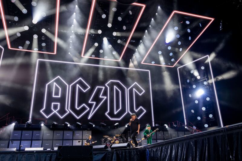Brian Johnson and Angus Young of AC/DC perform on stage at Croke Park, Dublin, last weekend. Photograph: Tom Honan/The Irish Times