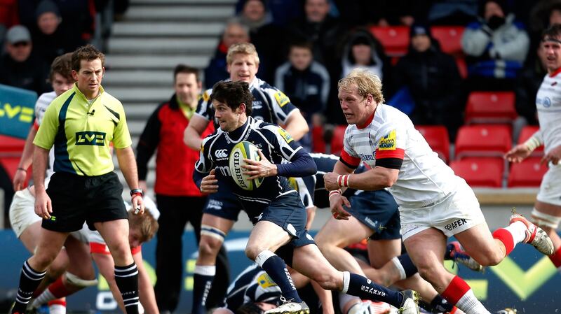 Cillian Willis during the LV Cup semi-final between Sale Sharks and Saracens in 2013, a game in which he sustained a series of head knocks . Photo: Paul Thomas/Getty