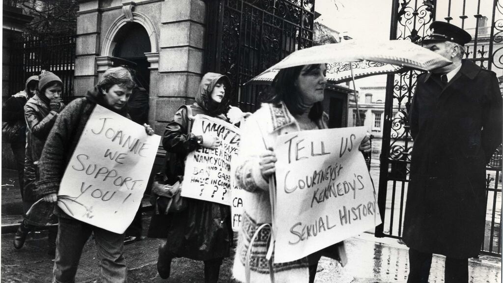 Kerry Babies protest at Leinster House in 1985 supporting Joanna Hayes. Photograph: Paddy Whelan