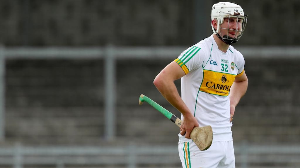 Oisín Kelly scored the winning point to seal Offaly’s win over Antrim in the Kehoe Cup final in Navan. Photograph: Oisín Keniry/Inpho