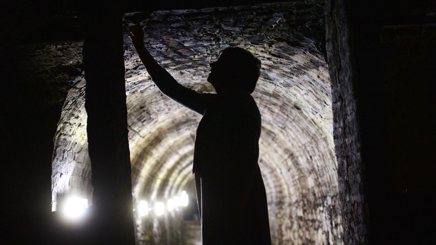Pauline Kennedy, supervisor guide at the Casino at Marino and Castletown House, in the long tunnel, part of a series of tunnels and chambers which will open to the public on August 22nd as part of hourly tours at the Casino at Marino. Photograph: Alan Betson/The Irish Times