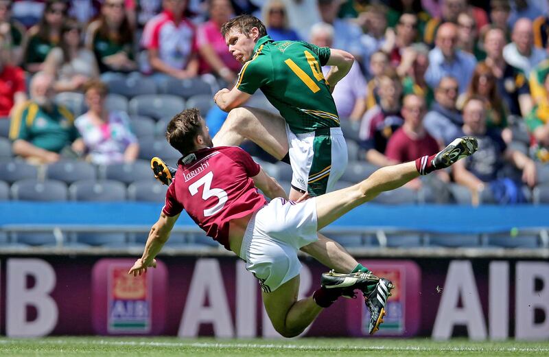 Stephen Bray of Meath in action against Westmeath's Kevin Maguire at Croke Park in 2015. Photograph: Donall Farmer/Inpho