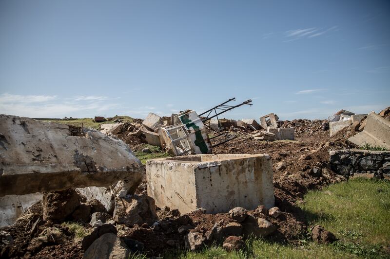 The site in Al-Nasiriya, Syria, of what reportedly used to be a Russian military base, said to have been destroyed by Israeli soldiers. Photograph: Sally Hayden