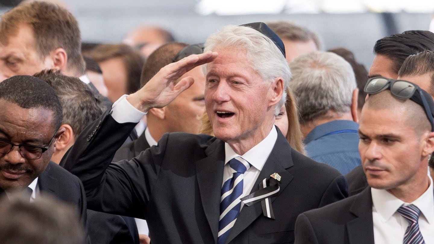 Former president Bill Clinton at the funeral on Thursday. Photograph: Atef Safadi/EPA