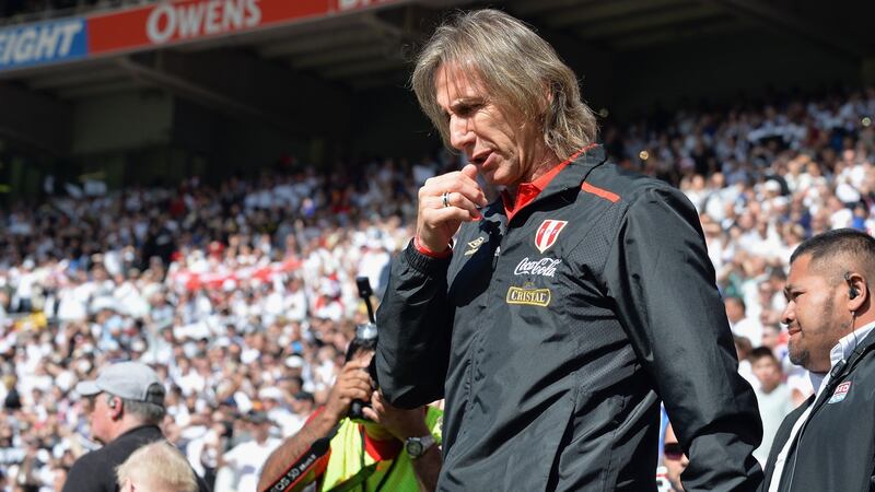 Peru manager Ricardo Gareca. Photograph:  Kai Schwoerer/Getty