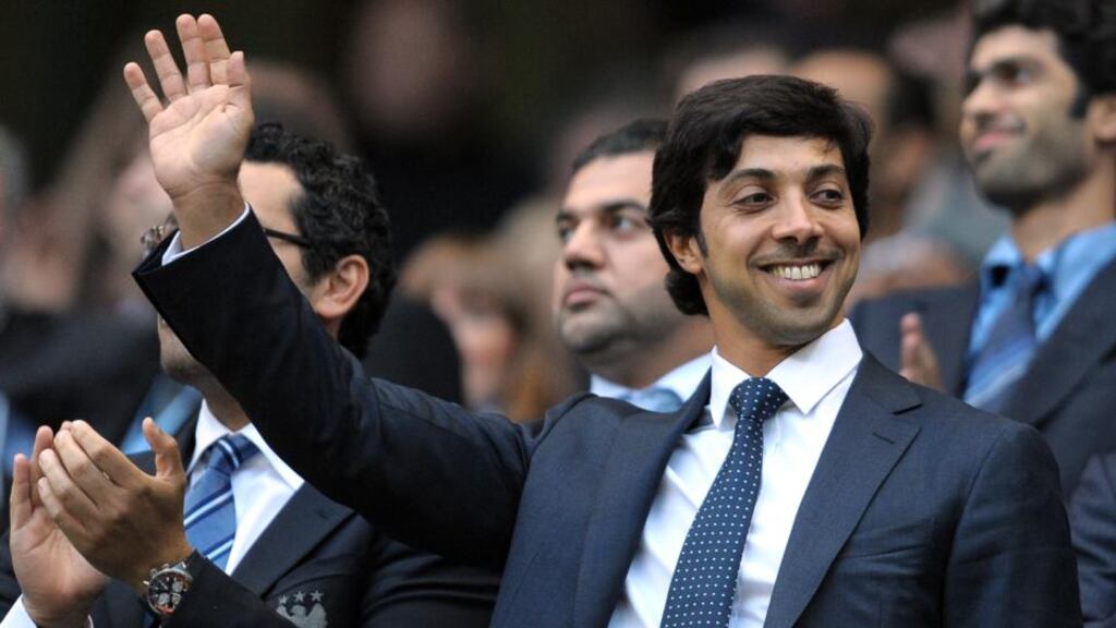 Manchester city owner Sheikh Mansour bin Zayed Al Nahyan: has invested €1.46 billion in the club in  six years.  Photo: Andrew Yates/AFP