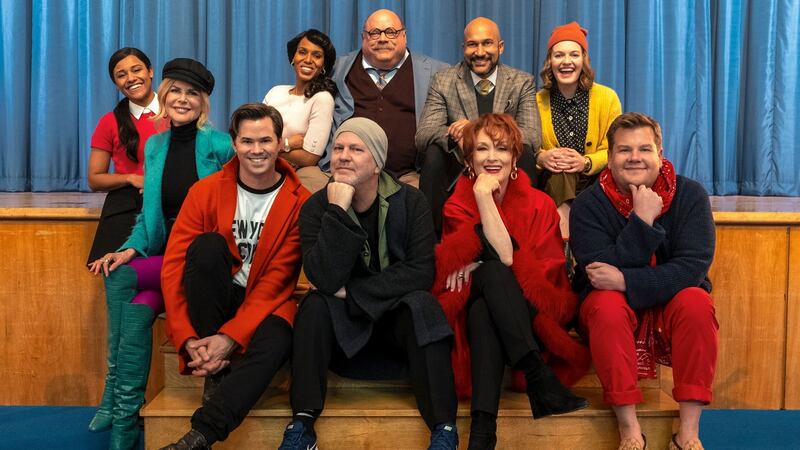 The cast of the Prom with director Ryan Murphy (front row, second from left). Photograph was taken before Covid-19 outbreak.