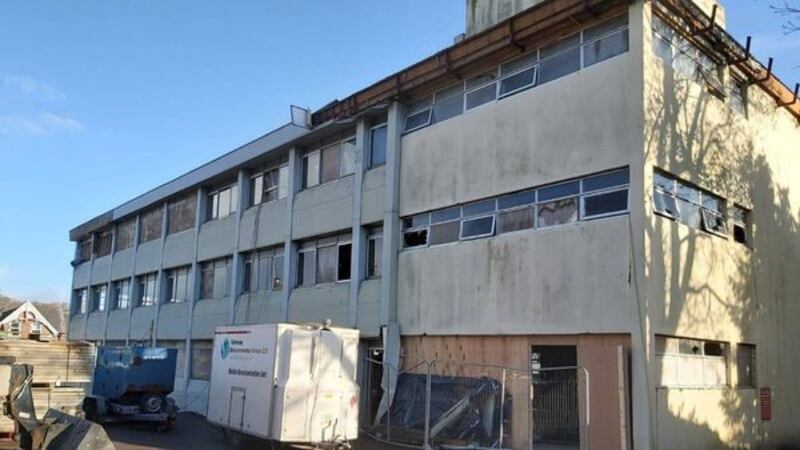 Springville House before demolition teams stripped the exterior of the structure.