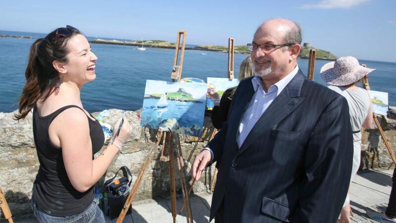 Dalkey Book Festival: Salman Rushdie at Coliemore Harbour in 2014. Photograph: Conor McCabe