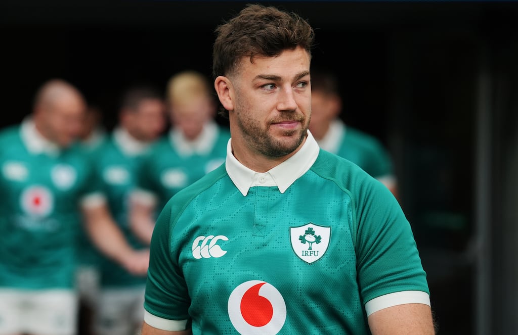 Caelan Doris during Ireland captain's run at the Aviva Stadium on Friday. Photograph: Brian Lawless/PA