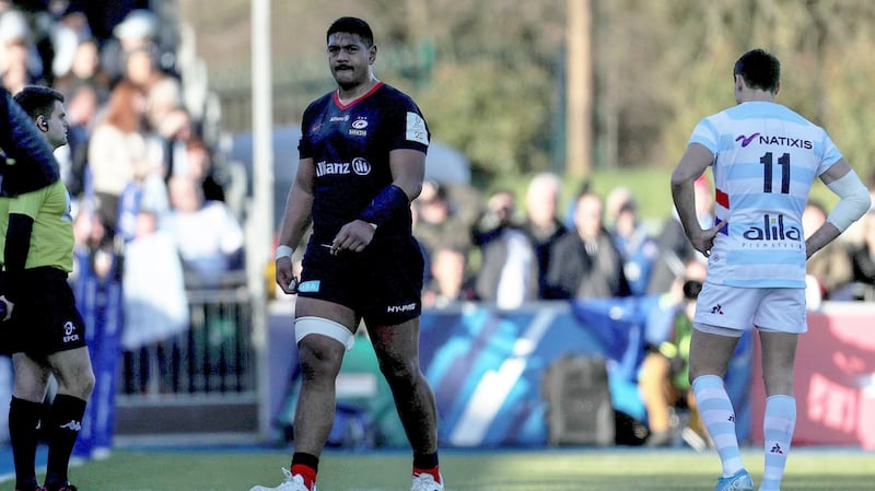 Will Skelton leaves the pitch after being shown a red card by Nigel Owens. Photograph: Laszlo Geczo/Inpho