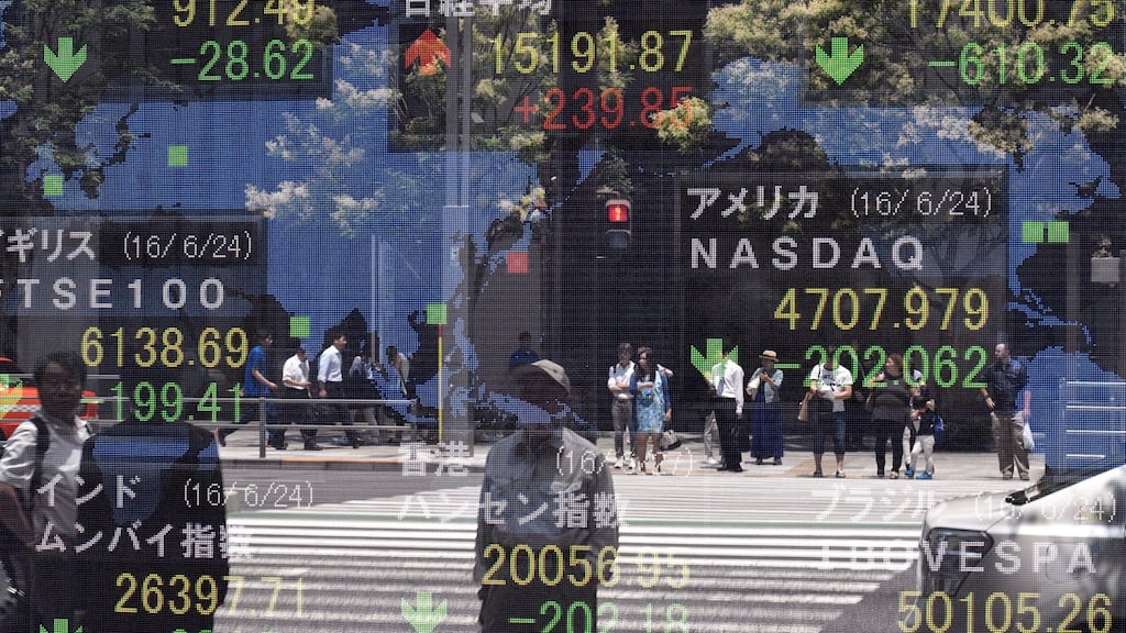 European bank shares had their worst two-day fall on record and world stocks, as measured by MSCI were on track for worst two-day fall since the aftermath of the Lehman Bros collapse in late 2008. Photograph: EPA