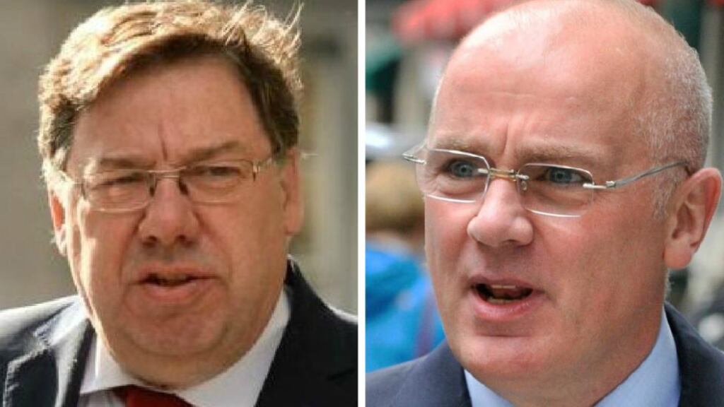 Former taoiseach Brian Cowen (left) and former Anglo Irish Bank chief executive David Drumm had give sharply differing accounts of what was discussed at a dinner in 2008.