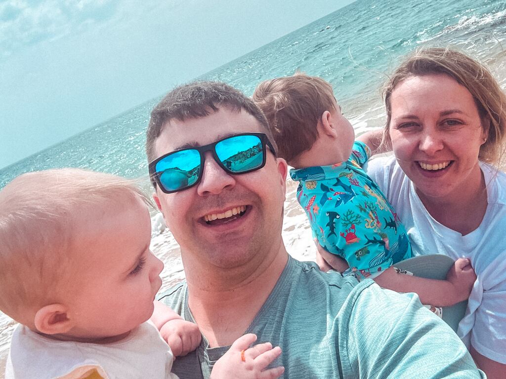 Carl Mullan with his wife, Aisling, and their children Daibhí and Éala