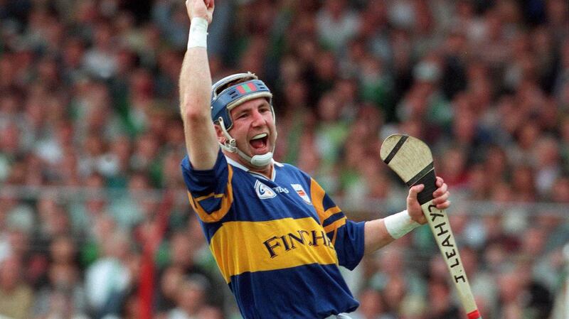 John Leahy celebrates a score for Tipperary during the Munster championship in 1997. Photograph: Lorraine O’Sullivan/Inpho