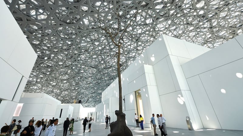 A sculpture by Italian artist Giuseppe Penone at the Louvre Abu Dhabi Museum. Photograph: Giuseppe Cacace/AFP/Getty Images