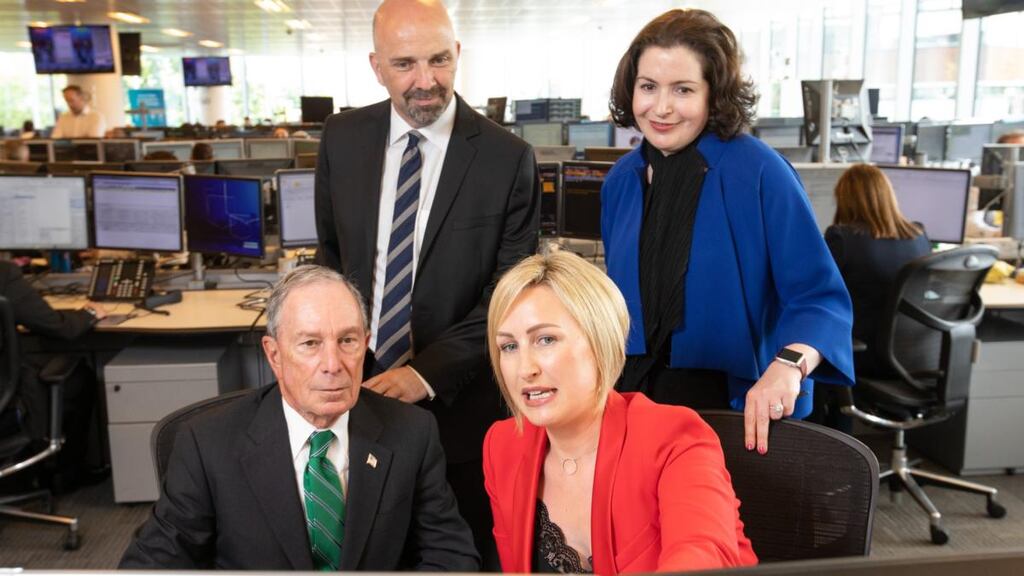 Michael Bloomberg; and Sean Crowe, Jennifer Howett and Francesca McDonagh of Bank of Ireland Group. Photograph: Naoise Culhane