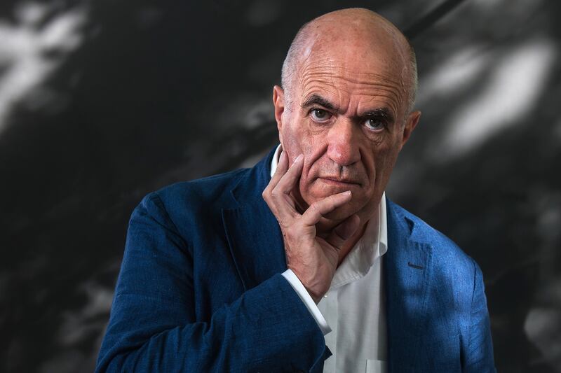 Colm Tóibín meeting President Michael D Higgins. Photograph: Simone Padovani/Awakening/Getty