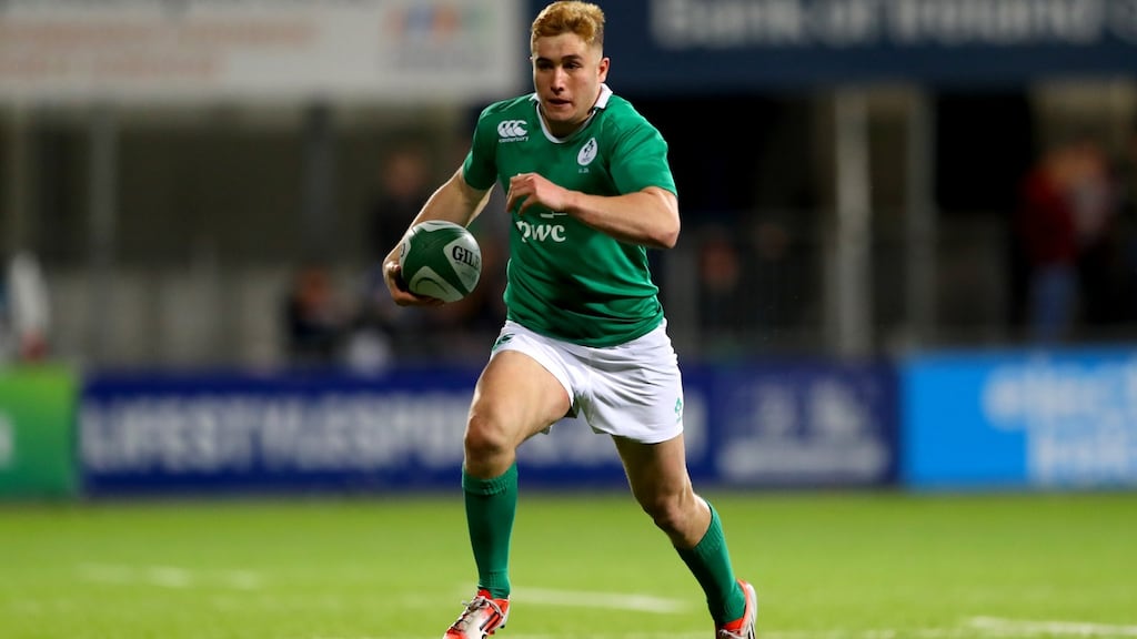 Ireland Under-20 fullback Jordan Larmour will miss the Junior World Championship in Georgia after undergoing ankle surgery. Photograph: James Crombie/Inpho