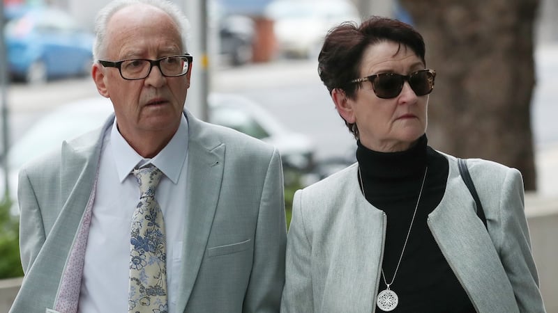 Patrick and Geraldine Kriegel, parents of Ana Kriegel, attending court for the trial of two boys accused of their daughter’s murder. Photograph: Collins Courts