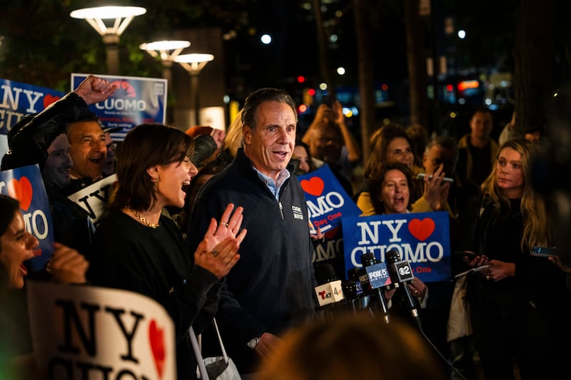 Former New York state governor Andrew Cuomo at a campaign event in Manhattan on Monday. Photograph: Amir Hamja/The New York Times