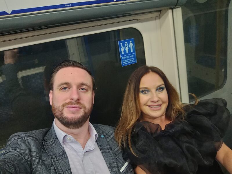 Pete and Emma Reid, who had planned to travel home via the storm-damaged Holyhead ferry port this Christmas and are having to make 'costly' new arrangements due to its closure. Photograph: Pete Reid/PA Wire