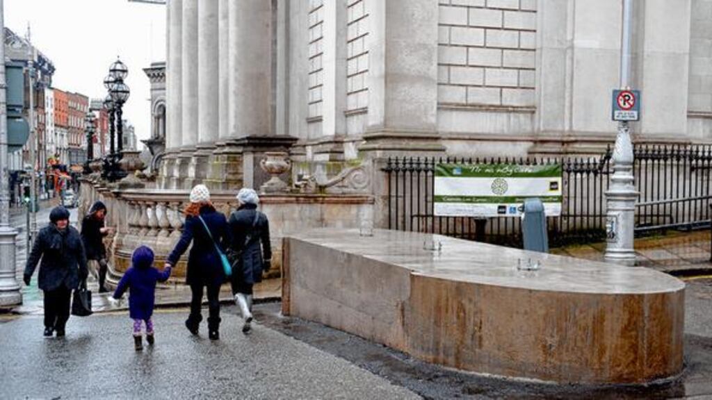 A concrete slab has been built beside City Hall near the entrance to Dublin Castle. photograph: cyril byrne