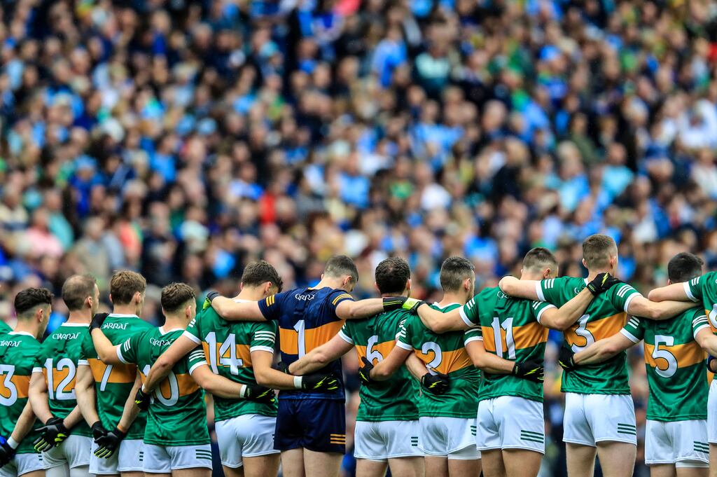 Kerry stand for the national anthem ahead of Sunday's final. Photograph: Evan Treacy/Inpho