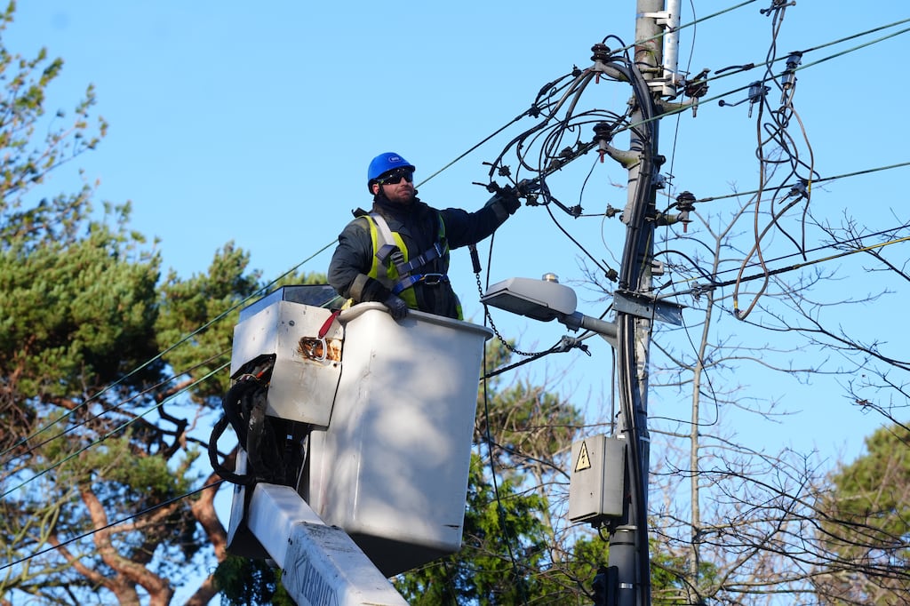 ESB Networks crew working to restore power after Storm Eowyn which had substantial effects on Ireland's telecom networks. Photograph: PA
