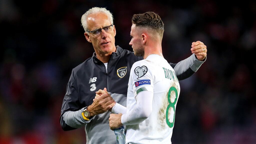 Ireland manager Mick McCarthy: “I don’t think the system contributed to our inability to pass the ball to each other.”