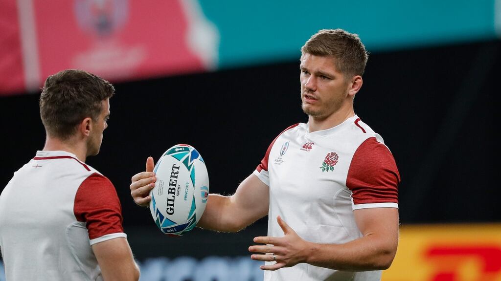 Owen Farrell will start inside George Ford in England’s opening clash with Tonga on Sunday. Photograph: Mark R Cristino/AFP/Getty