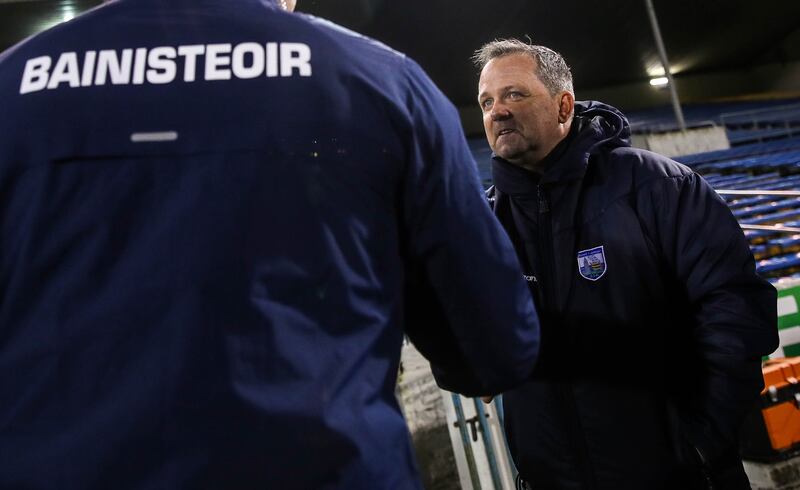 Waterford manager with Tipperary boss Liam Cahill after last year's league clash at Semple Stadium. Photograph: Ryan Byrne/Inpho
