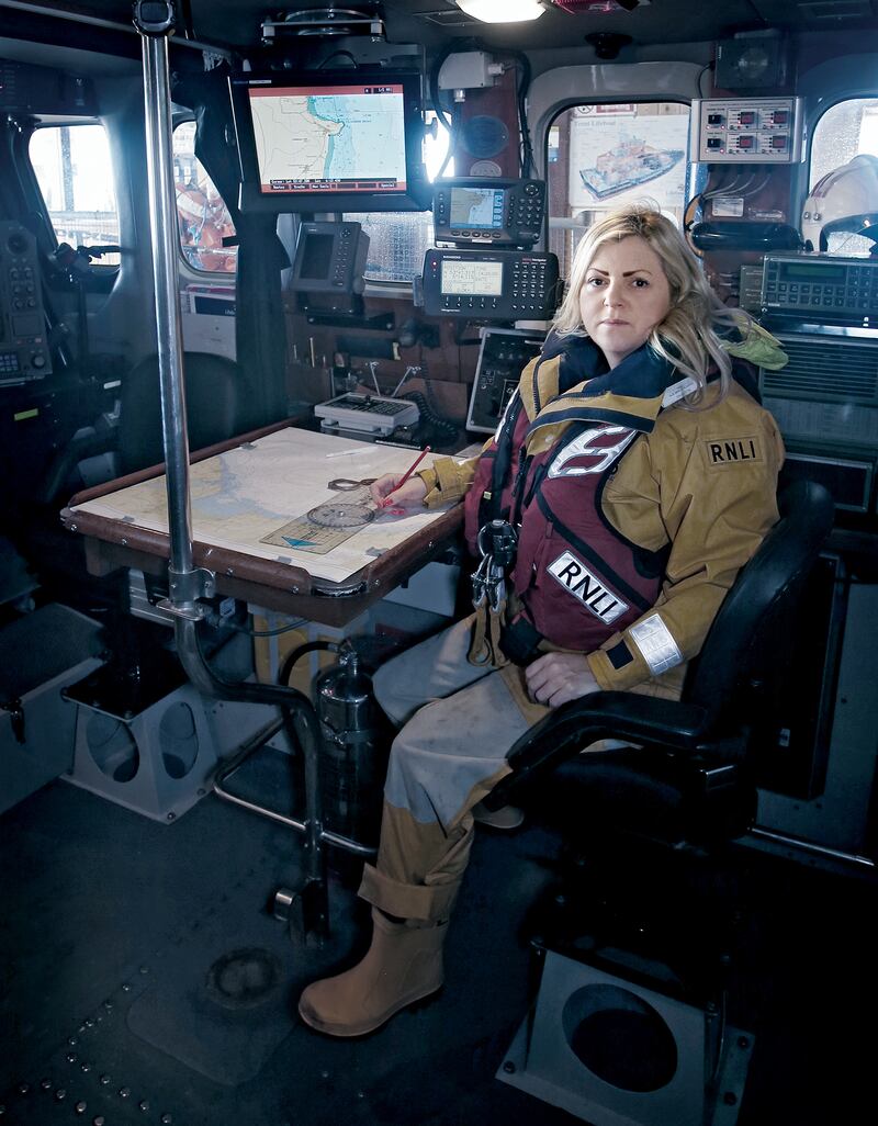 Lifeboat navigator Lisa Levins-Burgess: “My philosophy has always been, if the lads can do it, I can do it.” Photograph: Beta Bajgart
