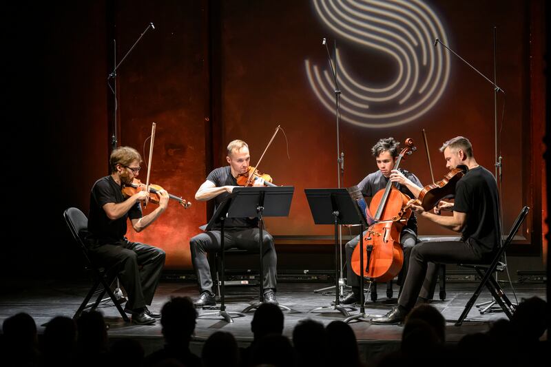 The Jack_Quartet, left to right, Christopher Otto, Austin Wulliman, Jay Campbell, John Pickford Richards. Photograph: PetraHajska/Prague Sounds