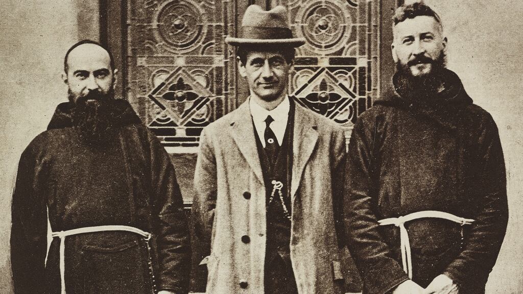 Terence James MacSwiney with two friars in October 1920. Photograph: De Agostini via Getty Images