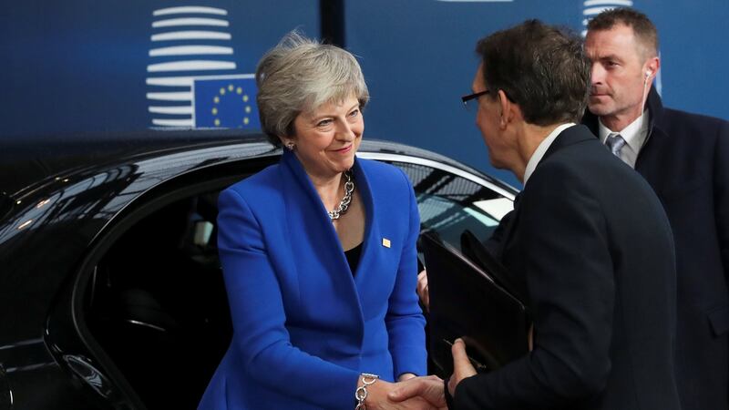 Britain’s Prime Minister Theresa May arriving at the extraordinary EU leaders summit in Brussels. Photograph: Yves Herman/Reuters
