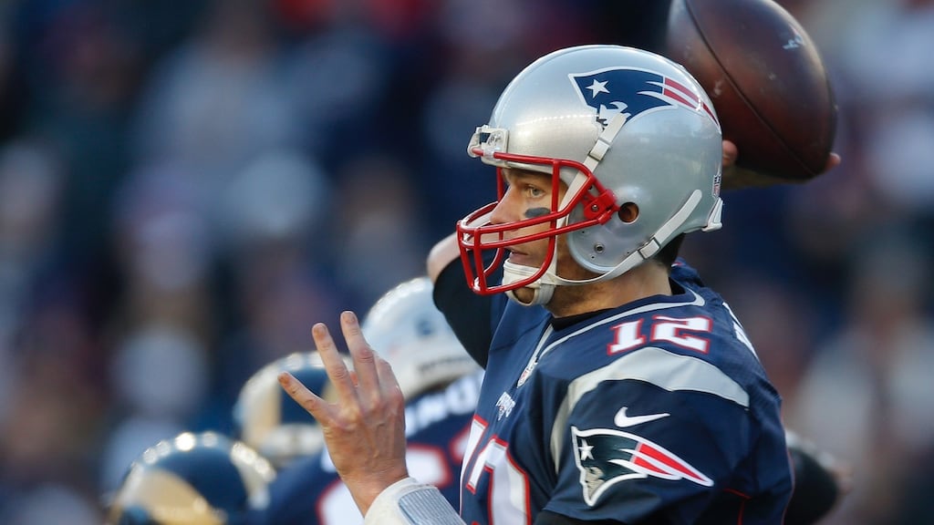 New England Patriots quarterback Tom Brady makes a pass during the second half of the NFL American football game against the Los Angeles Rams at Gillette Stadium in Foxborough, Massachusetts. Photograph: PA