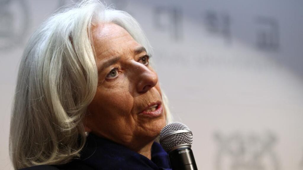 IMF managing director Christine Lagarde said falling unemployment and the bipartisan agreement over next year’s budget “gives us a much stronger outlook for 2014, which brings us to raising our forecast”. Photograph: SeongJoon Cho/Bloomberg