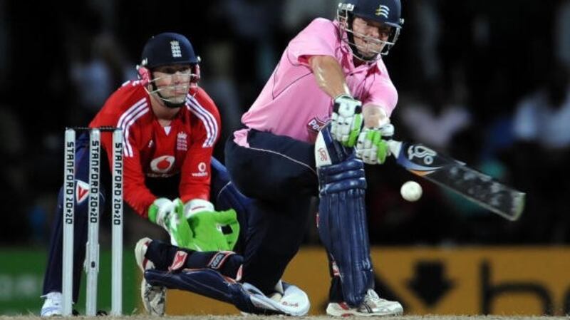 Ed Joyce batting against England as wicketkeeper Matt Prior looks on. Photograph: Jewel Samad/Getty Images