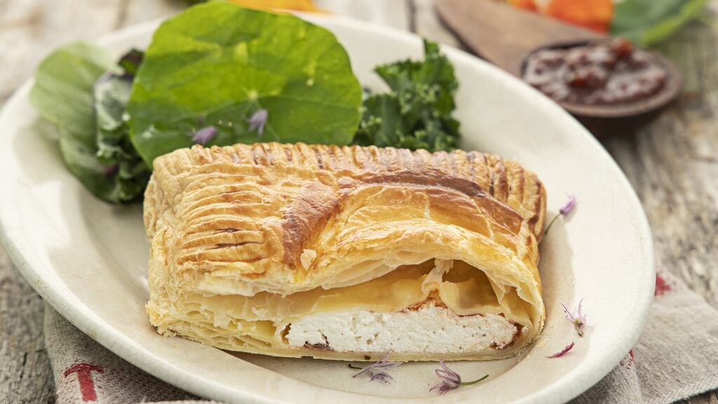 Goat’s cheese and chutney pie. Photograph: Harry Weir