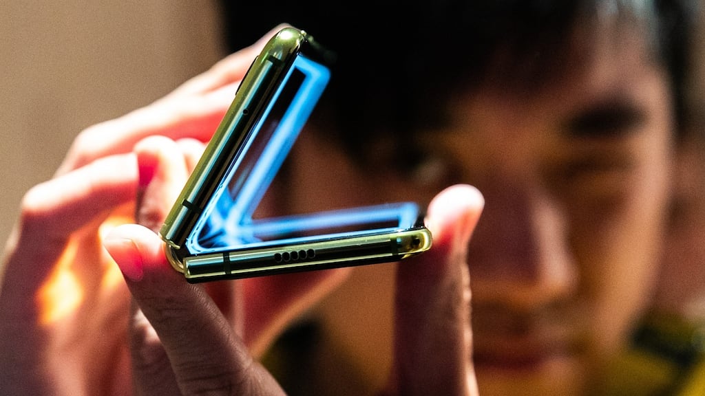 The Samsung Galaxy Fold. Photograph: Jeenah Moon/Bloomberg