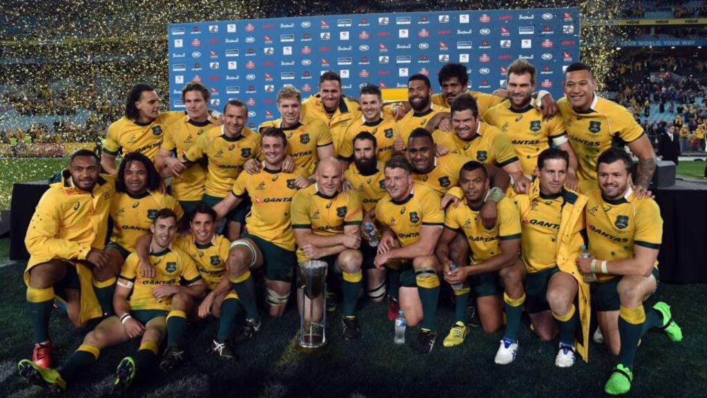 Australia beat New Zealand 27-19 to win the Rugby Championship. Photograph: AFP