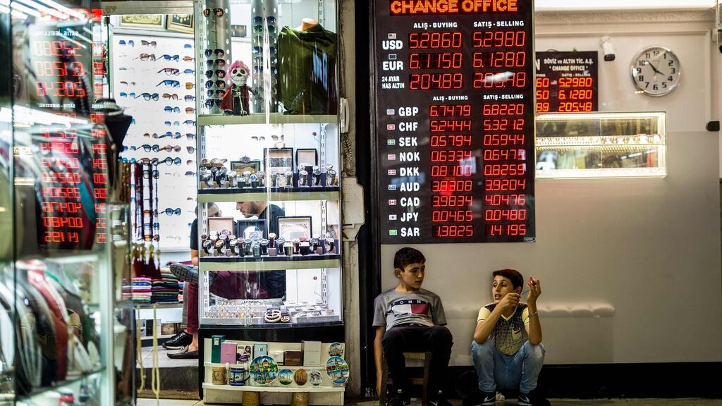 Exchanging lira for foreign currency in Istanbul has become significantly less rewarding. Photograph: Getty Images