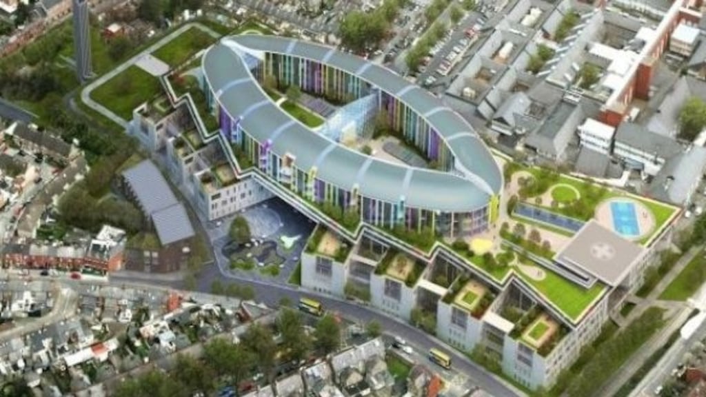 An aerial view of the site for the new National Children’s Hospital at the St James’s Hospital campus in Dublin.