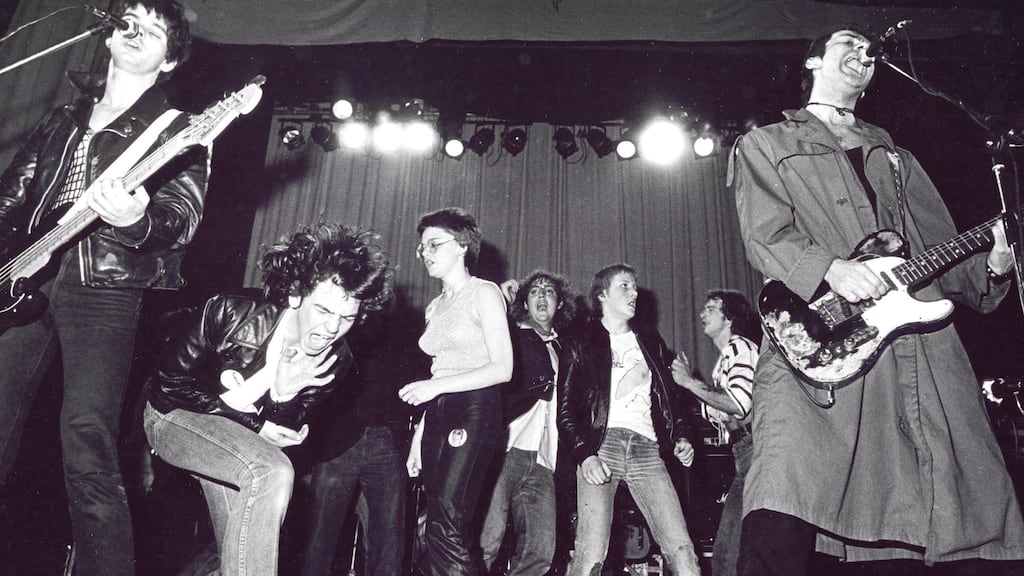 The Stranglers, dubbed ‘punk’s Dada surrealists’, on stage in 1978. Photograph: Gie Knaeps/Getty