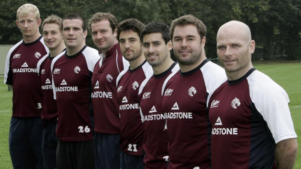 Gavin Hickie (second from right) poses with the Irish contingent during his time at Leicester. He is is now working in the US with their under-20 side. Photograph: Getty