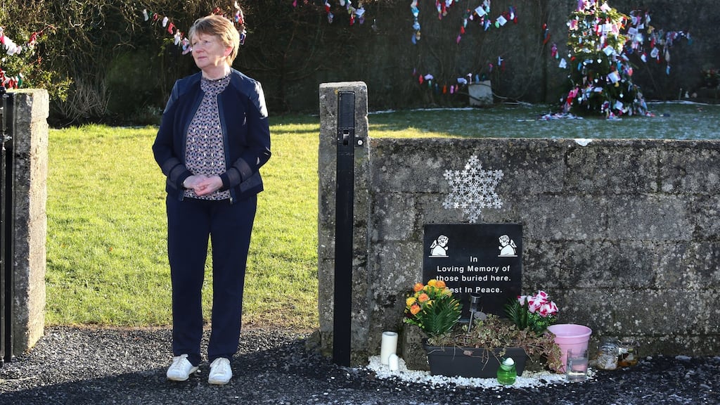 Catherine Corless at the Tuam mother and baby home burial ground. Photograph: Joe O’Shaughnessy